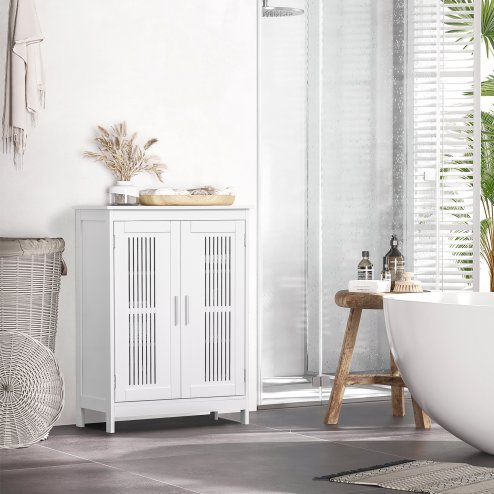 kleankin Narrow Bathroom Cabinet, Slim Bathroom Storage Unit with Adjustable Shelves, Freestanding Storage Cupboard 60 x 30 x 80 cm