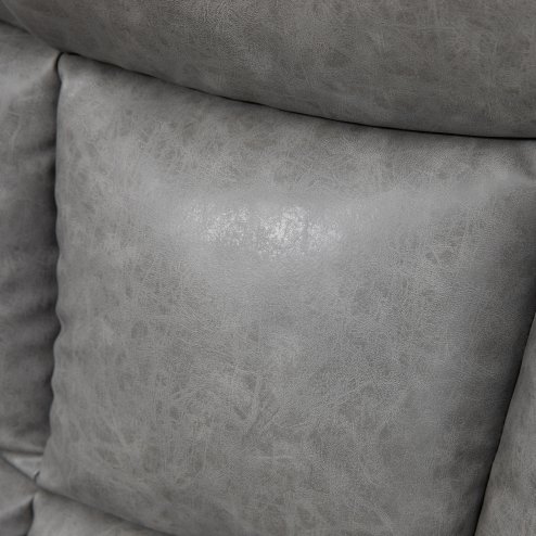 HOMCOM Recliner Armchair, Swivel PU Leather Manual Reclining Chair with Adjustable Leg Rest, Drink Holders, Side Pockets, Rocker Chair for Home Living Room, Light Grey