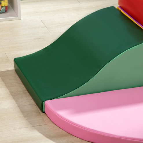 HOMCOM 6 Piece Soft Play Equipment, Kids Foam Blocks Toys for Climb and Crawl, Indoor Activity Play Set Playground for Toddler 1-3 Years Old, Red