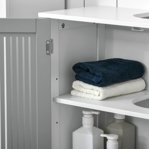 kleankin Modern Under Sink Cabinet with 2 Doors, Bathroom Vanity Unit, Pedestal Under Sink Design, Storage Cupboard with Adjustable Shelves