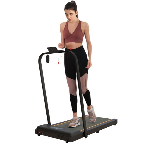 SPORTNOW 2.5HP Folding Treadmill Walking Pad, 1-6km/h Under Desk Treadmill, with Remote Control, LED Display and Phone Holder for Home Gym Office, No Assembly, Orange