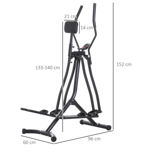 HOMCOM Upright Elliptical Cross Trainer, Air Walker Glider Home Gym, Cross Trainer Fitness Exercise Machine with LCD Monitor - Black