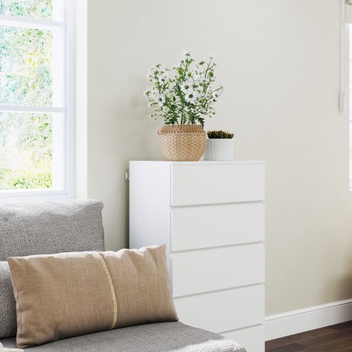 HOMCOM Chest of Drawers, 5 Drawers Storage Cabinet Floor Tower Cupboard for Bedroom Living Room, White
