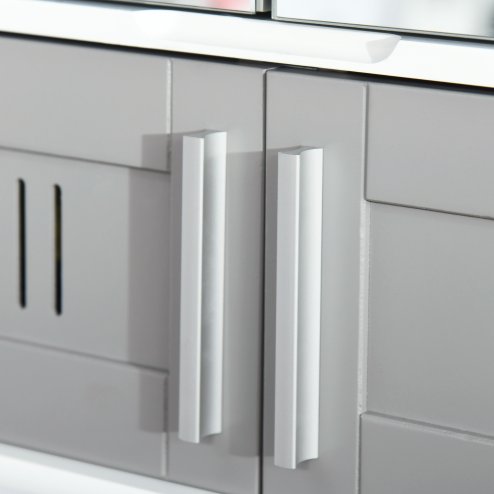 kleankin Bathroom Mirror Cabinet, Wall Mounted Storage Cupboard with Double Doors and Adjustable Shelf, Bathroom Organizer