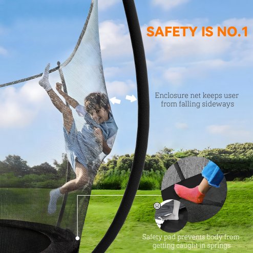 SPORTNOW 10ft Trampoline with Enclosure Net, Spring Cover, Outdoor Trampoline Garden Jumping Mat, Black