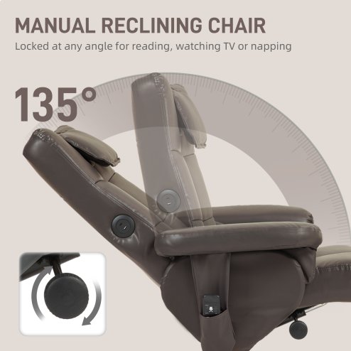 HOMCOM Massage Recliner Chair, PU Leather Upholstered Armchair with Adjustable Backrest,  Footrest, Remote Control, Hidden Storage and Charger for Living Room, Bedroom, Dark Brown