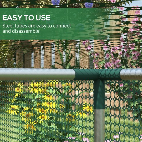 Outsunny 8' x 4' Crop Cage, Plant Protection Tent with Galvanised Steel Frame and Zipped Door, Fruit Cage Netting Cover for Garden and Outdoors Green