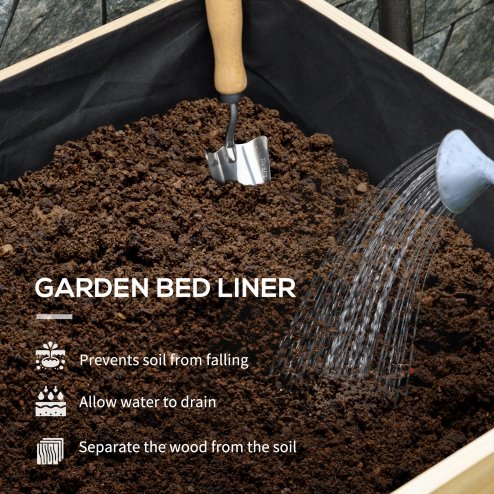 Outsunny Wooden Raised Planter with Plastic Greenhouse Cover and Bed Liner, Elevated Garden Bed for Vegetables, Flowers, Herbs, 86 x 60 x 165cm, Green
