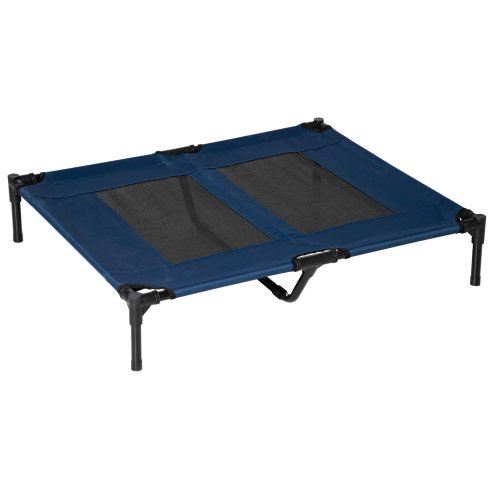 PawHut Raised Dog Bed Cat Elevated Lifted Puppy Pet Elevated Cot Portable Camping Basket - Blue (Large)