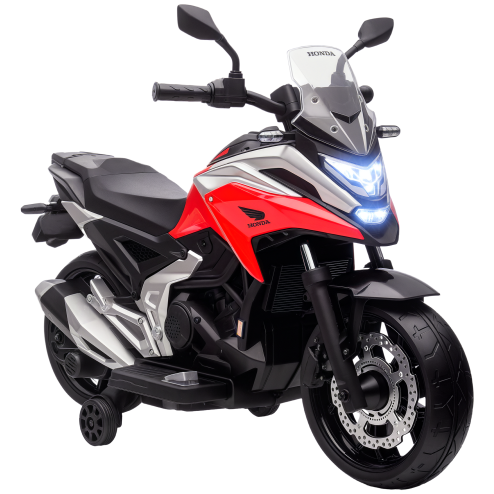 AIYAPLAY Honda Licensed 12V Kids Electric Motorbike, Ride on Motorcycle with Music, Headlights, Early Education Function, 2 Training Wheels, for 3-6 Years - Red