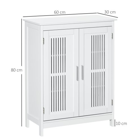 kleankin Narrow Bathroom Cabinet, Slim Bathroom Storage Unit with Adjustable Shelves, Freestanding Storage Cupboard 60 x 30 x 80 cm