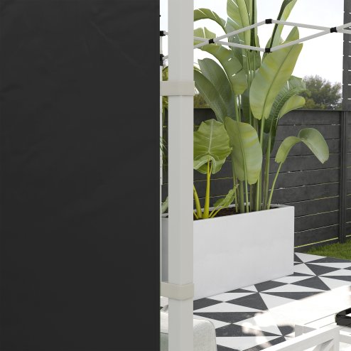 Outsunny Gazebo Side Panels with Windows and Doors, for 3x3(m) or 3x6m Pop Up Gazebo, 2 Pack Sides Replacement, Black