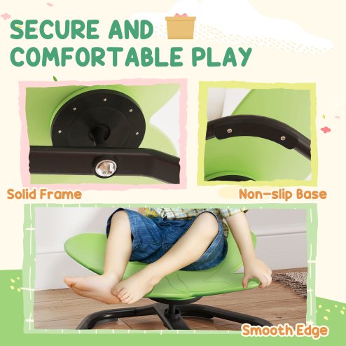 AIYAPLAY Sensory Spinning Chair for Kids, Butterfly-Shaped Swivel Chair for Balance and Coordination Training, Multi-Position Spinning Seat with Non-Slip Base, Green