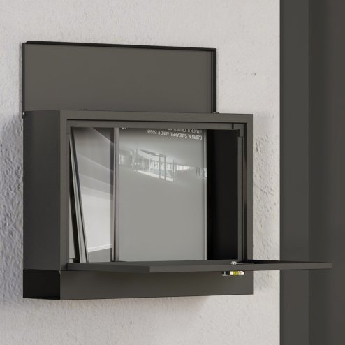 HOMCOM Wall Mounted Letter Box, Weatherproof Post Box for Outside, Modern Mailbox with 2 Keys and Viewing Windows, Easy to Install, 36.5x11.5x29cm, Black