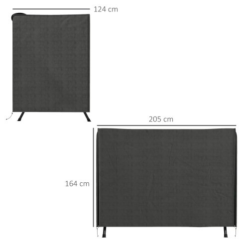 Outsunny 3 Seater 600D Oxford Patio Swing Chair Cover Outdoor Garden Furniture Rain Protection Protector Waterproof Anti-UV, 205 x 124 x 164cm, Dark Grey