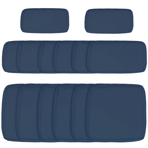 Outsunny Replacement Cushion Covers for Garden Sofa Set, Garden Rattan Sofa Cushion Polyester Cover Replacement Outdoor - No Cushion Included, Blue