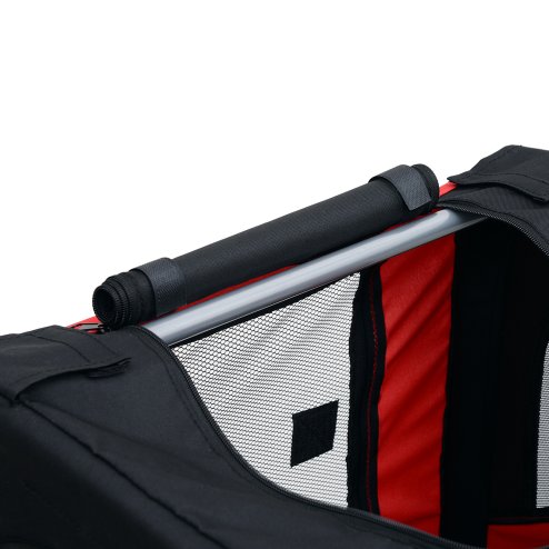 PawHut Folding Dog Bike Trailer Pet Cart Carrier for Bicycle Travel with Hitch Coupler in Steel Frame - Red & Black
