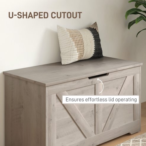 HOMCOM 100L Storage Chest, Storage Trunk with 2 Safety Hinges and U-shaped Cut-out Pull, Organizer Box for Living Room, Entryway, 80 x 40 x 45 cm