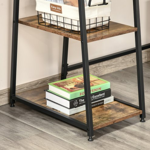 HOMCOM Computer Desk with Storage, Industrial Home Office Desk with 2 Tier Shelves and Steel Frame, Computer Table for Study Room