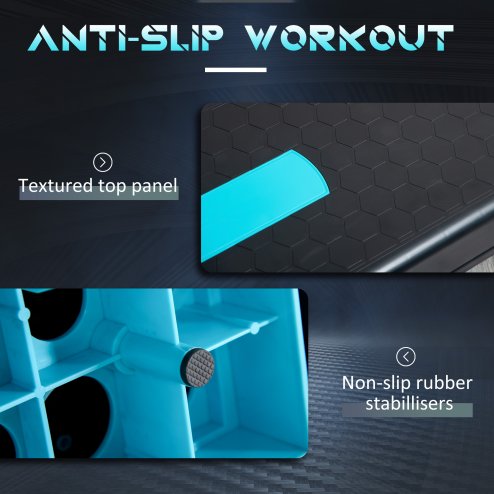 HOMCOM Aerobic Step, 10cm, 15cm & 20cm Height Adjustable Exercise Stepper for Exercise Workout, Nonslip Step Board Great for Home & Office, Black and Blue