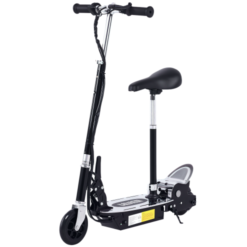 HOMCOM 120W Foldable Powered Scooters with 24V Rechargeable Battery, Adjustable Ride on Toy (Black)