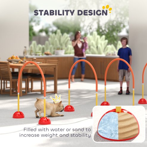 PawHut 4 Piece Dog Agility Training Equipment with 4 Adjustable Width Doors, Carry Bag, Easy to Assemble, Dog Obstacle Course for Garden, Orange