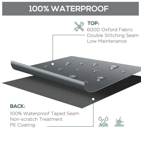 Outsunny 600D Oxford Outdoor Garden Furniture Sofa Set Cover, Waterproof Anti-UV Rattan Sun Lounger Protection Protector Cover, 200L x 73W x 35Hcm, Grey
