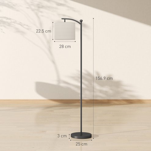 HOMCOM LED Floor Lamp, Stepless Dimmable Reading Standing Lamp with Magnetic Remote Control and 11 Colours Temperature & 11 Brightness Levels, 60 Min Timer for Living Room, Bedroom, Office, Black
