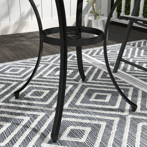 Outsunny 85cm Round Garden Dining Table, Cast Aluminium Coffee Table with Parasol Hole and Adjustable Foot Pad, Patio Table for Outdoor, Balcony, Poolside, Black