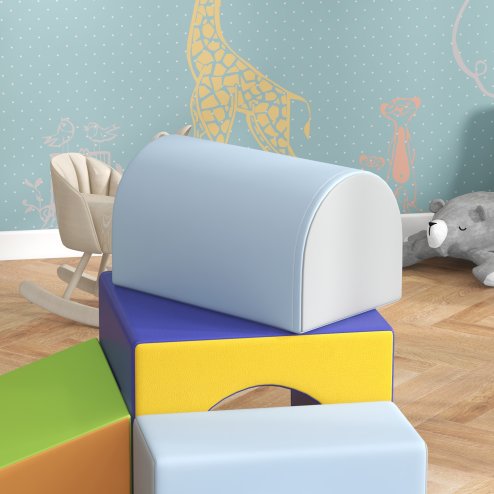 HOMCOM Baby Soft Play Set, 4 Piece Soft Play Equipment for Toddlers 12-36 Months, Climb and Crawl Foam Play, Kids Activity Play Toy, Blue