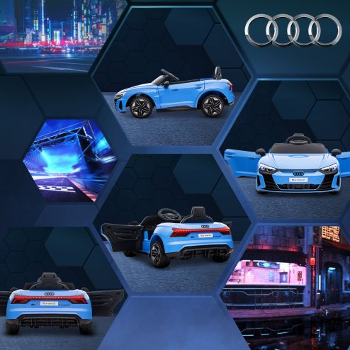 HOMCOM Audi RS e-tron GT Licensed Electric Cars for Kids Electric Ride-ons 12V Battery Powered Toy w/ Remote Control Music, for 3-5 years, Blue