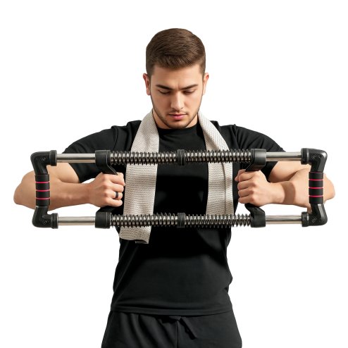 SPORTNOW Chest Expander, Arm Chest Exerciser with 10-50kg Adjustable Spring Resistance, for Home Gym, Office, Travel Workout