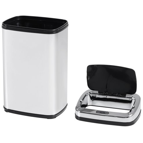 HOMCOM 30L Automatic Kitchen Bin with Lid, Stainless Steel Sensor Bin with Infrared Motion Sensor for Home Office, Bathroom, Living Room, Silver