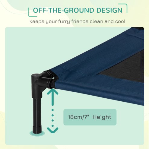 PawHut Raised Dog Bed Cat Elevated Lifted Puppy Pet Elevated Cot Portable Camping Basket - Blue (Medium)