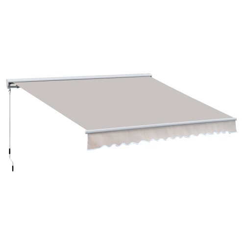 Outsunny 3 x 2.5m Electric Garden Door Awning Half Cassette Outdoor Retractable Canopy Patio Shelter w/ Remote Controller Cream White