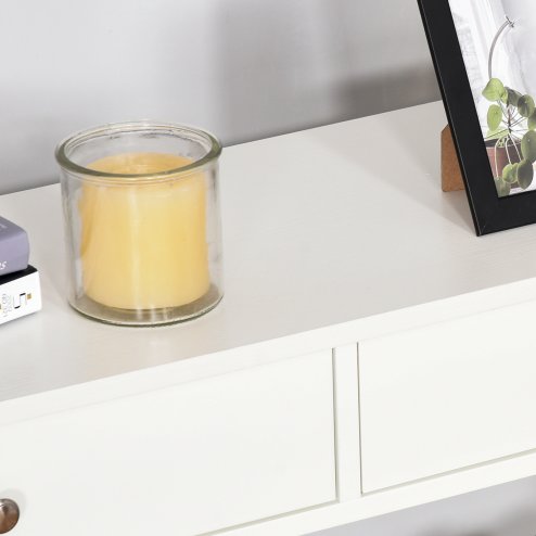 HOMCOM Console Table Side Desk w/ Shelves Drawers Open Top X Support Frame Living Room Hallway Home Office Furniture