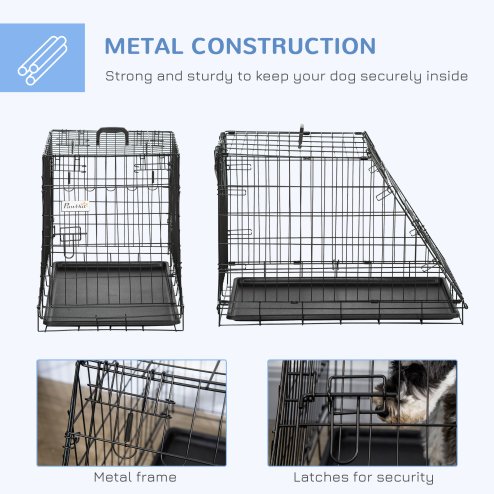 Pawhut Trapeze Collapsible Dog Pet Travel Box Cage Removable Tray 78 x 47 x 55cm