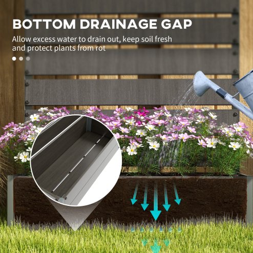 Outsunny Garden Planter with Trellis for Climbing Plants, Vines, Flowers, Freestanding Raised Bed for Garden, Outdoor, Patio, Planter Box with Drainage Gap, Dark Grey