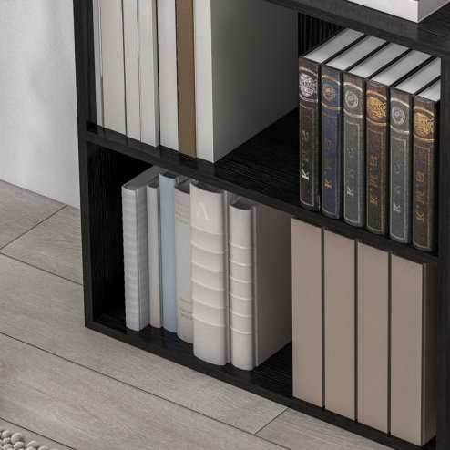 HOMCOM 2 Tier Low Bookcase with Adjustable Shelf, Bookshelf, Display Storage Shelf with 2 Compartments for Home Office, Living Room, Study