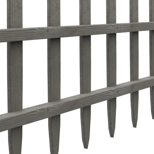 Outsunny Decorative Garden Fencing, 4PCs Outdoor Fence Panels, Wooden Landscape Flower Bed Border Edging, Grey
