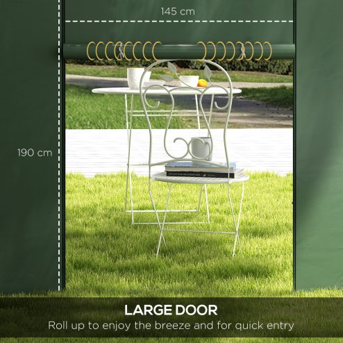 Outsunny Gazebo Side Panels with Windows and Doors, for 3x3(m) or 3x6m Pop Up Gazebo, 2 Pack Sides Replacement, Green