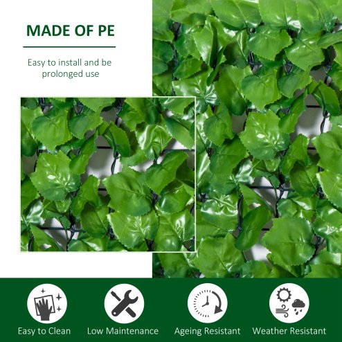 Outsunny 3 X 1m Artificial Plant Wall Panels, Artificial Wall Foliage with Ivy Leaves, Privacy Screen Greenery Grass Wall For Garden Balcony
