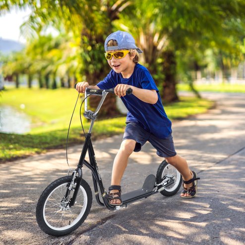 HOMCOM Kids Scooter, Teen Kick Scooter with Rubber Wheels, 16