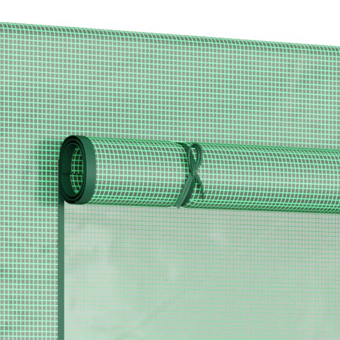 Outsunny Tomato Greenhouse Walk-in Garden Greenhouse with Pent Roof, Roll-up Door, Mesh Window for Plants Flowers Herbs Grow, 200 x 76 x 168 cm, Green