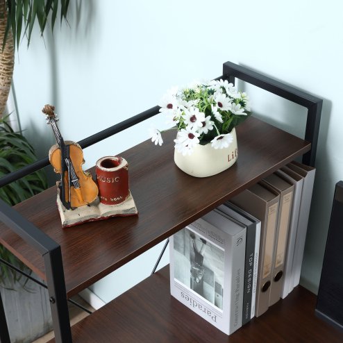 HOMCOM Computer Desk with Storage Shelves on Left or Right, Industrial Reversible Writing Desk for Home Office, Study, Easy Assembly, 120 x 64 x 121cm