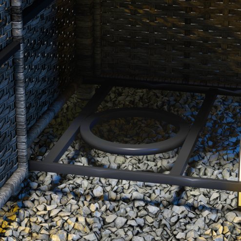 Outsunny Outdoor Rattan Gas Fire Pit Table, 50,000 BTU Square Garden Table with Fire Pit, Rain Cover, Wind Guard, Pulse-Ignition and Volcanic Rock, 72.5 x 72.5 x 67.5 cm, Grey