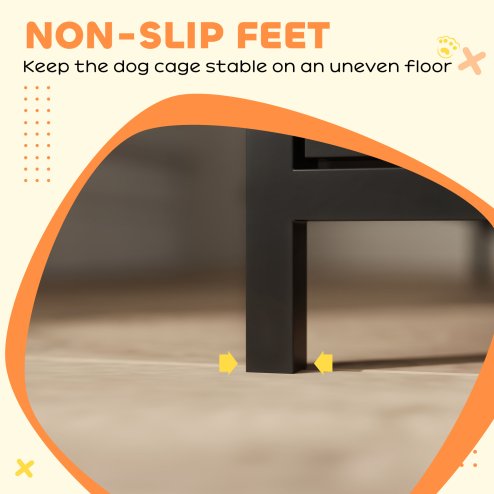 PawHut Dog Crate Furniture, Dog Cage Side End Table Indoor with Anti-Chew Resistant Mesh, Anti-Escape Door, for Medium Dogs, 80 x 55 x 72 cm, Walnut Brown