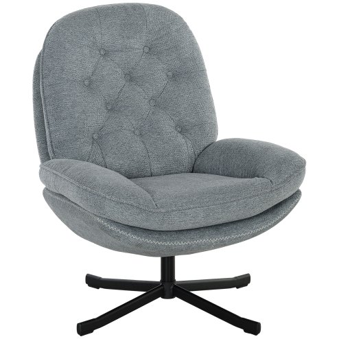 HOMCOM Armchair with 360 Degree Swivel and Wide Padded Seat, Upholstered Accent Chair with Water-Repellent Chenille Fabric Occasional Chair for Living Room Bedroom Home Office Reception Balcony, Grey
