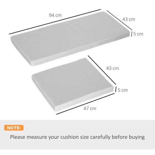 Outsunny Outdoor Seat Cushion Pads for Rattan Furniture, 3 PCs Garden Furniture Cushions, Grey