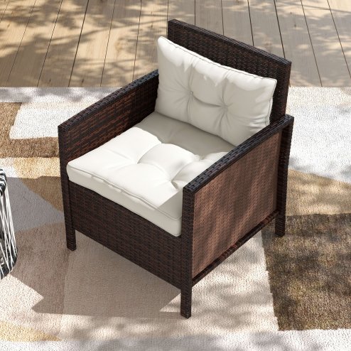 Outsunny 2pc Outdoor Seat Cushions Back Cushions, 60 x 60 x 10cm Water Repellent Seat Pads for Garden Patio Kitchen Office Chairs, White